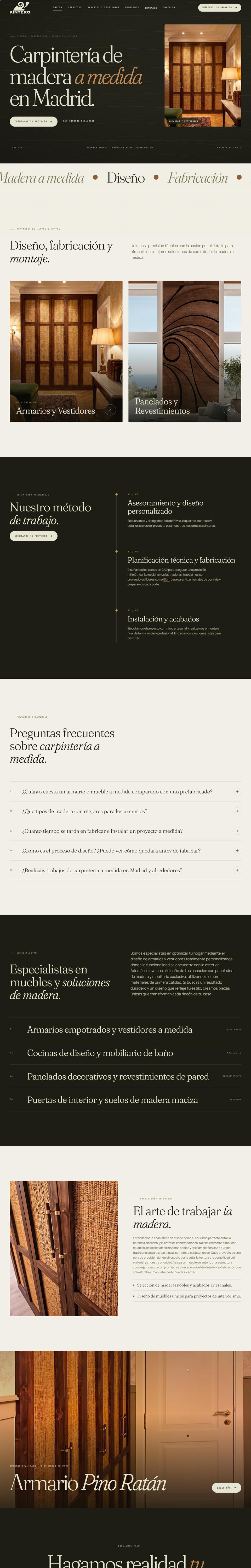 Web de una carpintería de madera a medida, página completa